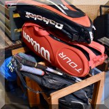 L32. Tennis racquets and bags.